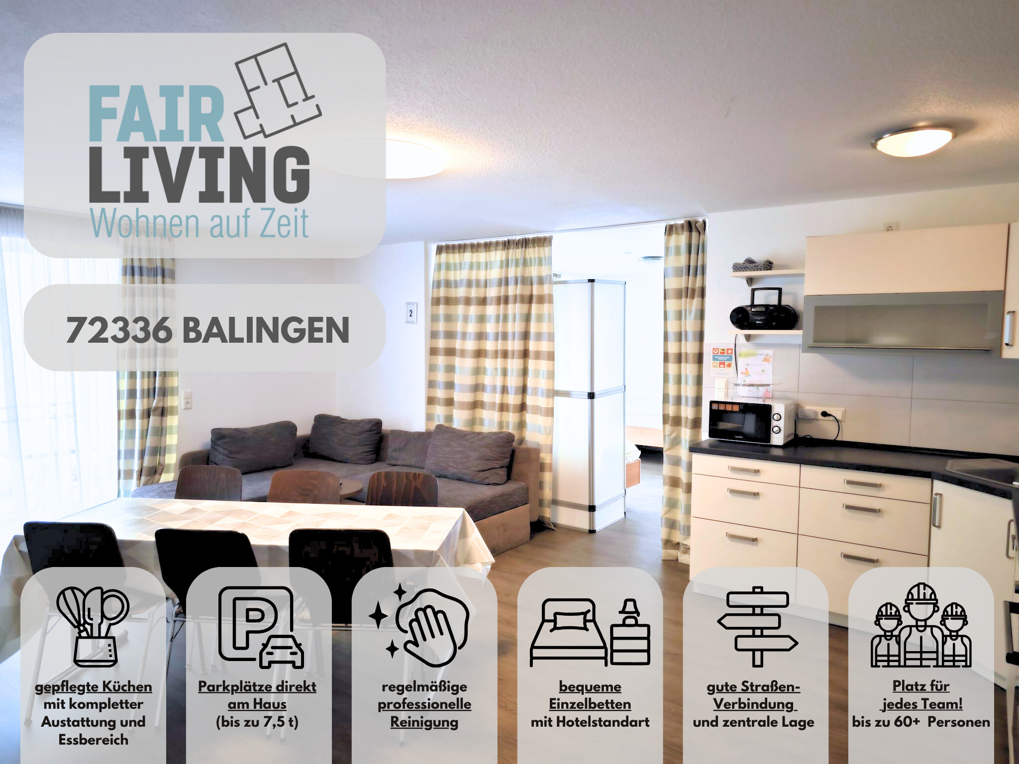 von 3 bis 60 Pers. BALINGEN Fair Living Homes Monteurzimmer